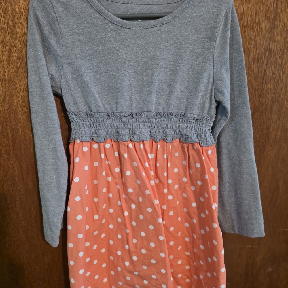 healthtex Gray Top with Coral Polka Dot Skirt Girls' Dress